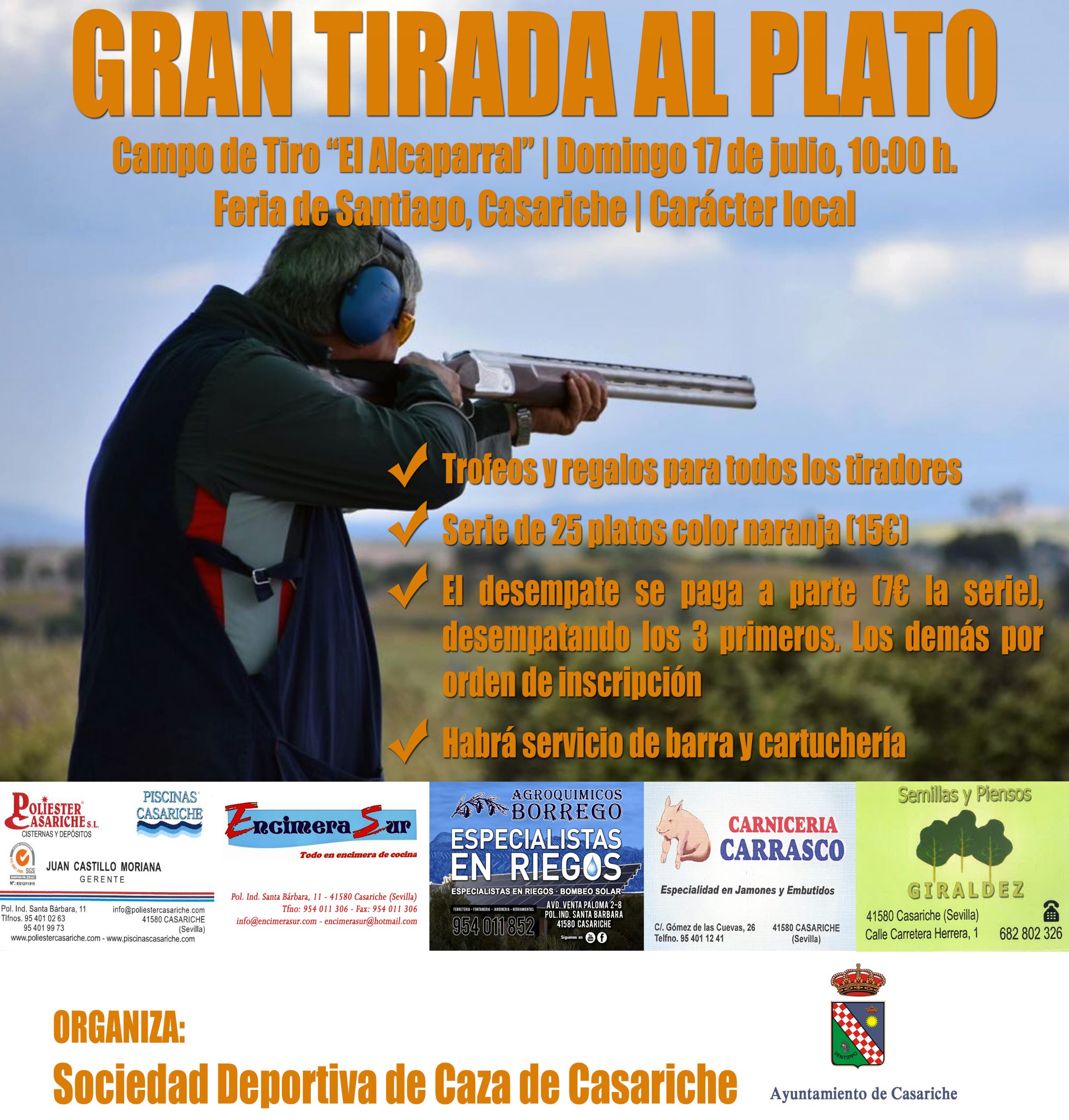 Este domingo 17 de Julio tenemos la 'Gran Tirada al Plato' Casariche 2022 –  Excmo. Ayuntamiento de Casariche (Sevilla)