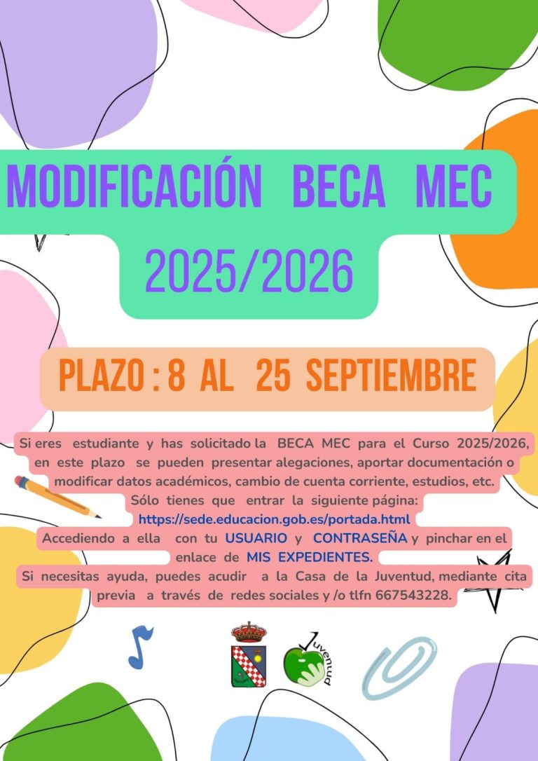 Abierto el plazo de modificación de las Becas MEC 2025/2026: del 8 al ...